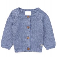 D07154: Baby Blue Marl Cotton Knit Cardigan (0-12 Months)